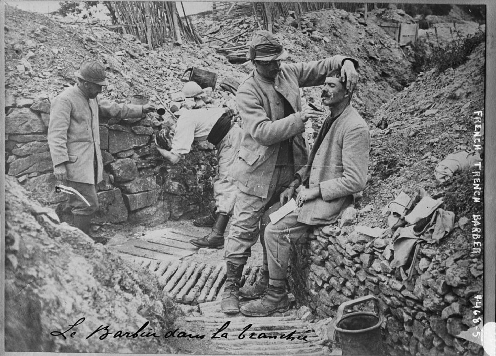 A barber in a French trench